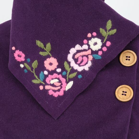 Garnet Hill Kids Coat Girls 12 Purple Tweed Snap Front Asymmetric Hem Overcoat - Picture 8 of 16